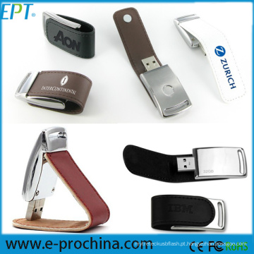 Promocionais presentes de alta qualidade PU couro USB Flash Drive